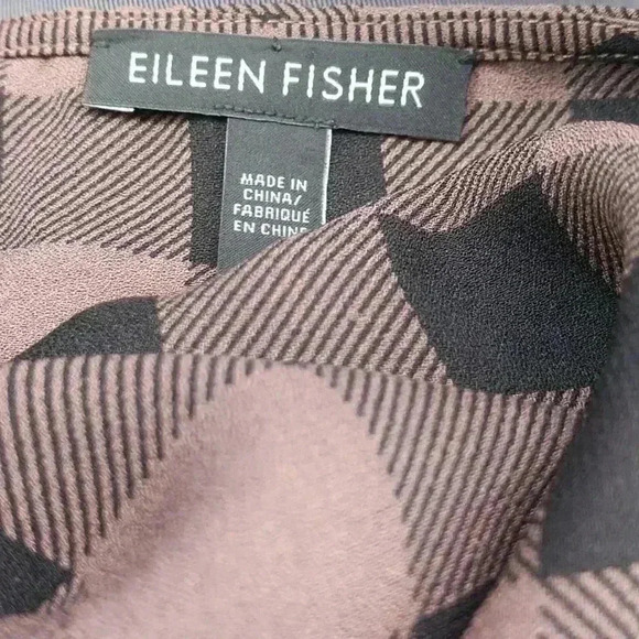 Eileen Fisher 100% Silk Buffalo Check Sleeveless Tunic - Picture 3 of 5